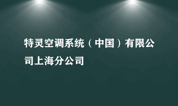 特灵空调系统（中国）有限公司上海分公司