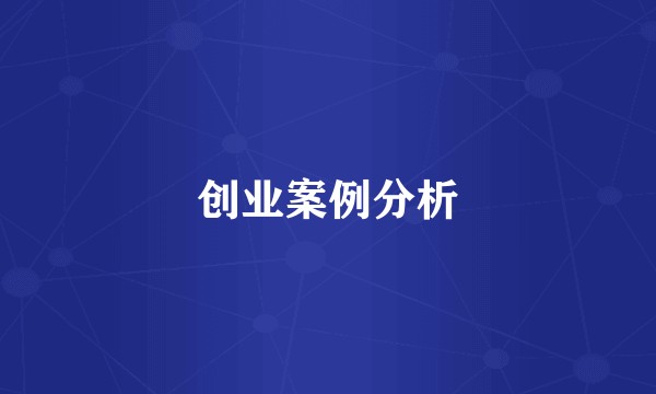 创业案例分析