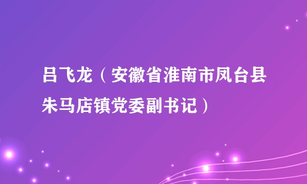 吕飞龙（安徽省淮南市凤台县朱马店镇党委副书记）
