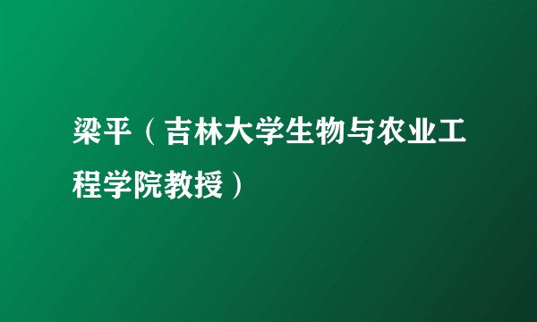 梁平（吉林大学生物与农业工程学院教授）