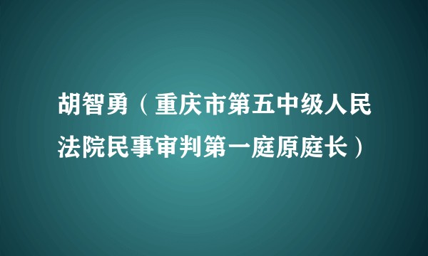 胡智勇（重庆市第五中级人民法院民事审判第一庭原庭长）