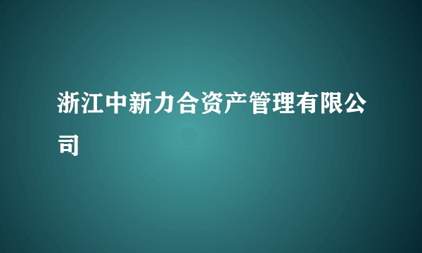 浙江中新力合资产管理有限公司