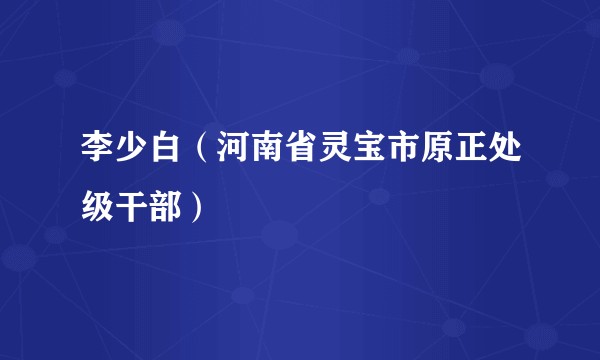 李少白（河南省灵宝市原正处级干部）