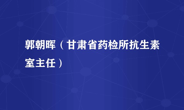 郭朝晖（甘肃省药检所抗生素室主任）