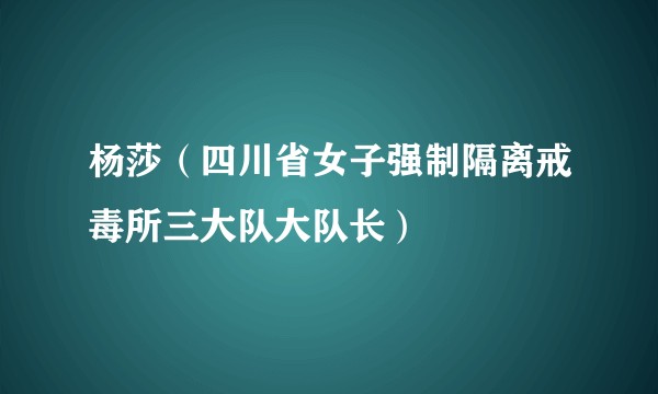 杨莎（四川省女子强制隔离戒毒所三大队大队长）