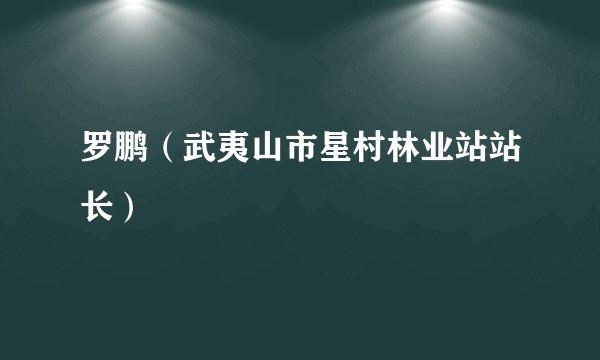 罗鹏（武夷山市星村林业站站长）