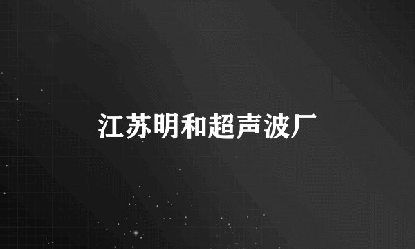 江苏明和超声波厂