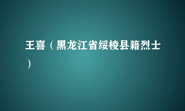 王喜(黑龙江省绥棱县籍烈士)