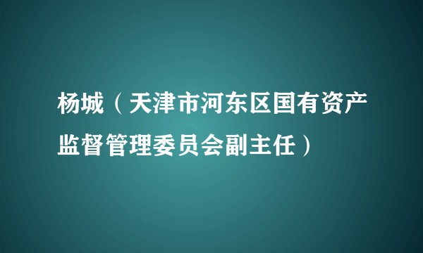 杨城（天津市河东区国有资产监督管理委员会副主任）