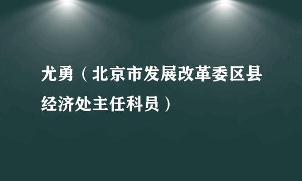 尤勇(北京市发展改革委区县经济处主任科员)