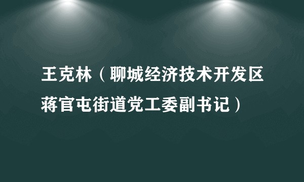 王克林（聊城经济技术开发区蒋官屯街道党工委副书记）