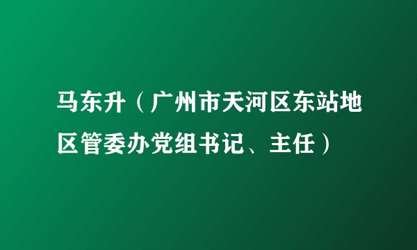 马东升（广州市天河区东站地区管委办党组书记、主任）