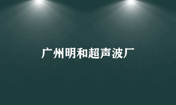 广州明和超声波厂