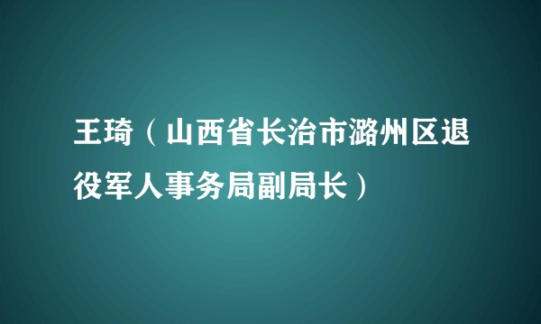 王琦（山西省长治市潞州区退役军人事务局副局长）