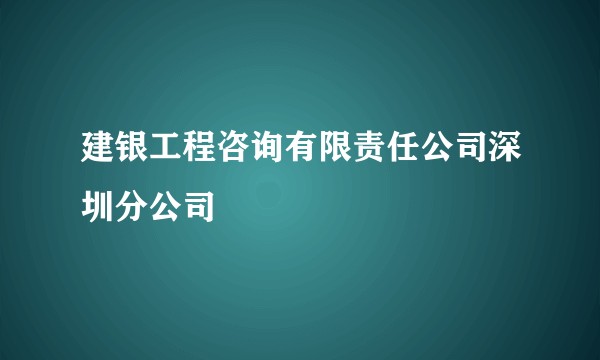 建银工程咨询有限责任公司深圳分公司