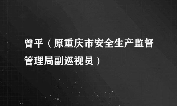 曾平（原重庆市安全生产监督管理局副巡视员）