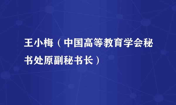 王小梅（中国高等教育学会秘书处原副秘书长）
