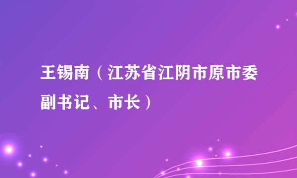 王锡南（江苏省江阴市原市委副书记、市长）