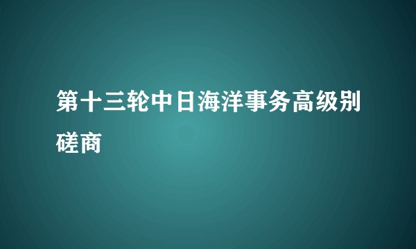第十三轮中日海洋事务高级别磋商