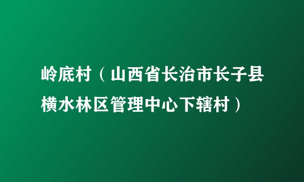 岭底村（山西省长治市长子县横水林区管理中心下辖村）