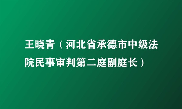 王晓青（河北省承德市中级法院民事审判第二庭副庭长）