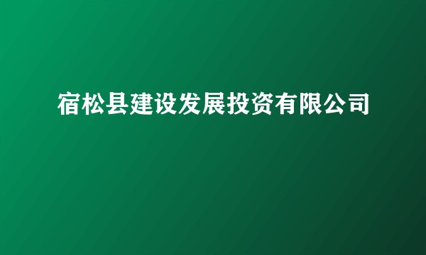 宿松县建设发展投资有限公司