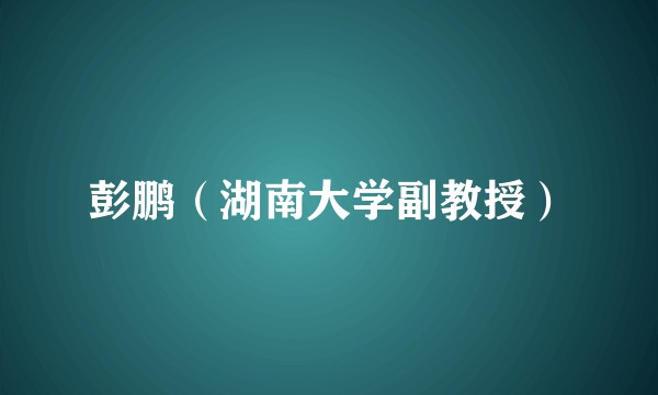 彭鹏（湖南大学副教授）