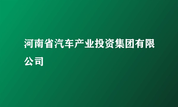 河南省汽车产业投资集团有限公司