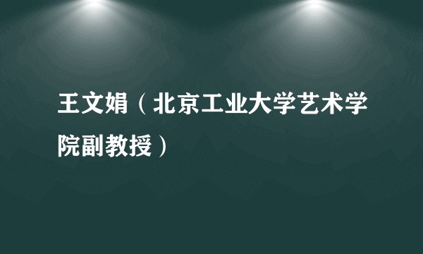 王文娟（北京工业大学艺术学院副教授）