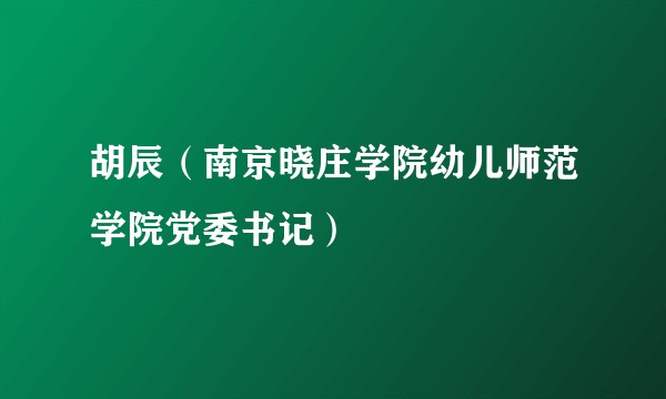 胡辰（南京晓庄学院幼儿师范学院党委书记）