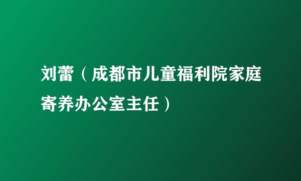 刘蕾（成都市儿童福利院家庭寄养办公室主任）