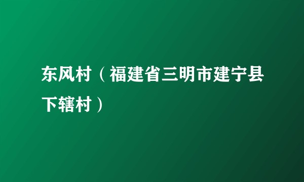 东风村（福建省三明市建宁县下辖村）