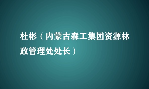 杜彬（内蒙古森工集团资源林政管理处处长）