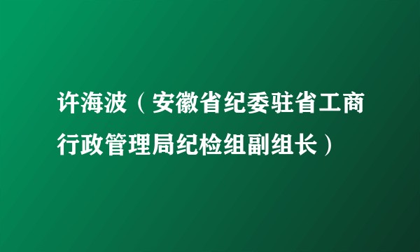 许海波（安徽省纪委驻省工商行政管理局纪检组副组长）