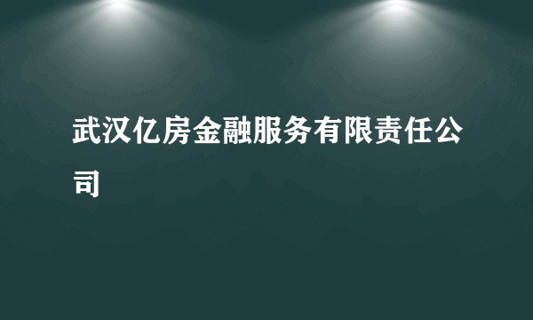 武汉亿房金融服务有限责任公司