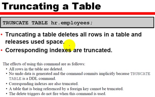 Truncate Table