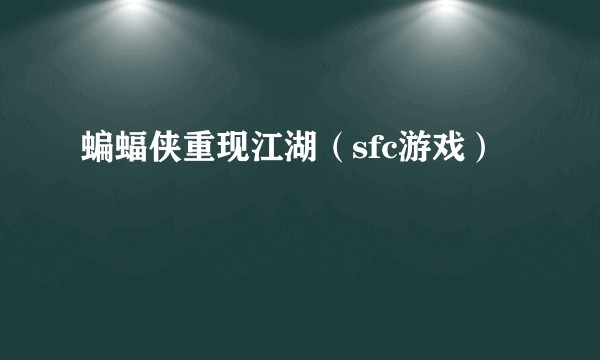 蝙蝠侠重现江湖（sfc游戏）