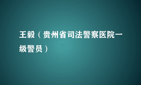 王毅(贵州省司法警察医院一级警员)