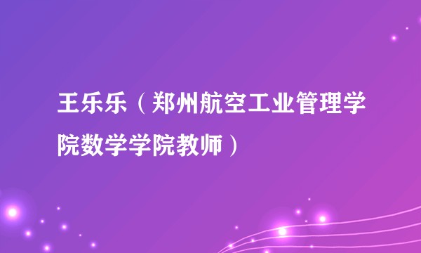 王乐乐（郑州航空工业管理学院数学学院教师）