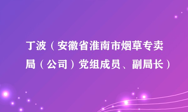 丁波（安徽省淮南市烟草专卖局（公司）党组成员、副局长）