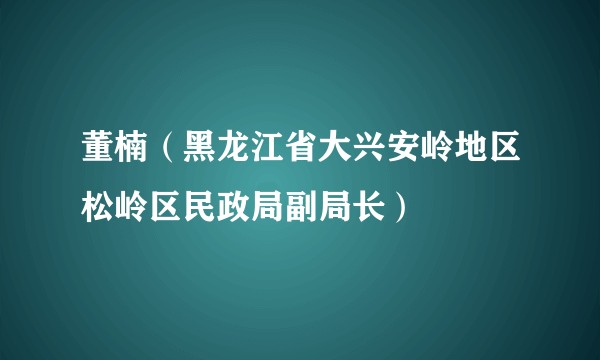 董楠（黑龙江省大兴安岭地区松岭区民政局副局长）