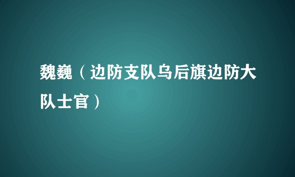 魏巍（边防支队乌后旗边防大队士官）