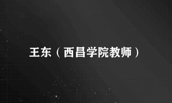 王东（西昌学院教师）