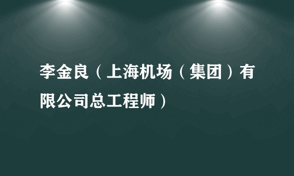 李金良（上海机场（集团）有限公司总工程师）