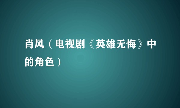 肖风（电视剧《英雄无悔》中的角色）