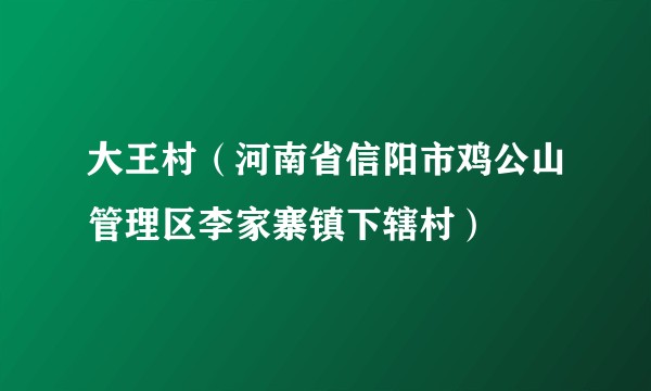 大王村（河南省信阳市鸡公山管理区李家寨镇下辖村）