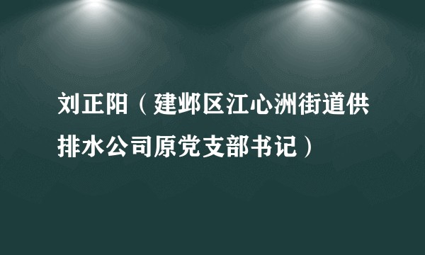 刘正阳（建邺区江心洲街道供排水公司原党支部书记）