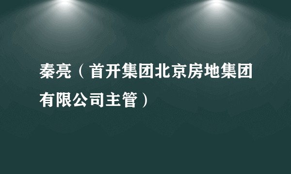秦亮（首开集团北京房地集团有限公司主管）