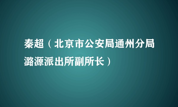 秦超（北京市公安局通州分局潞源派出所副所长）
