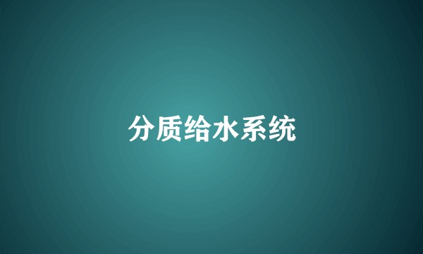 分质给水系统